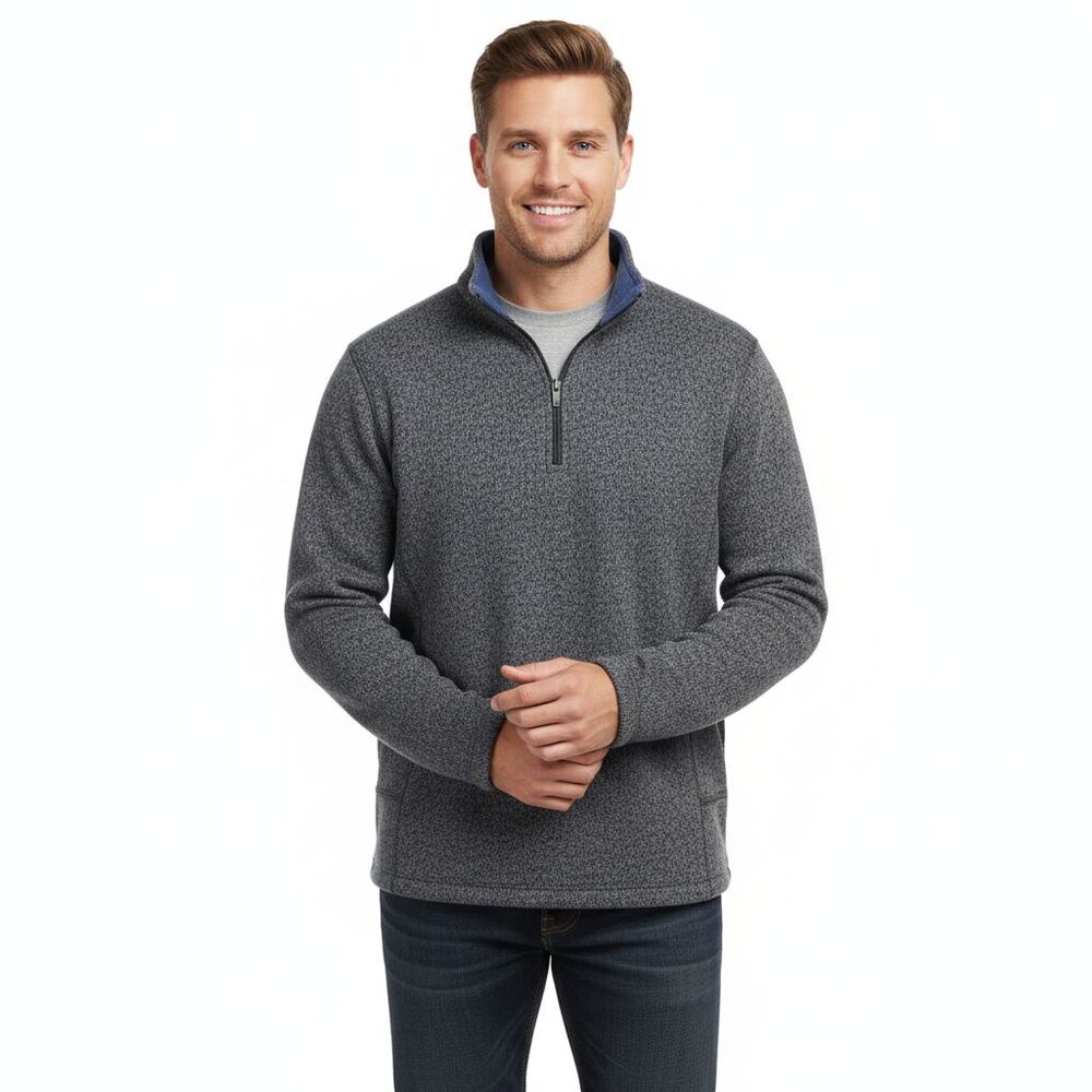 Woolrich Pullover Sweater Mens XL Gray Knit Long Sleeve 1/4 Zip Angler
